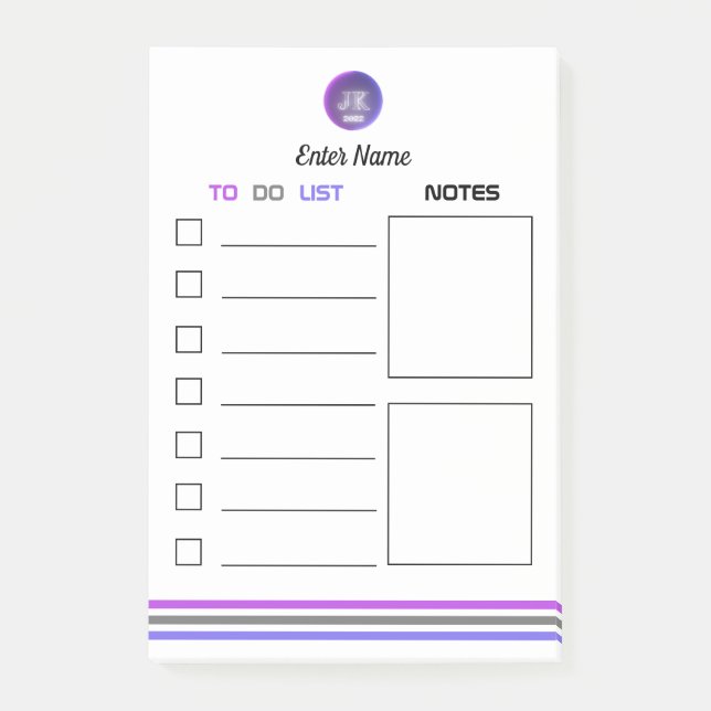Post-it Notes to Do List Notes Section JK Logo (Devant)