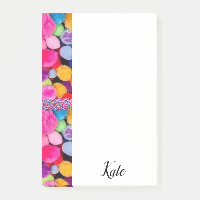 Post-it Notizen Bunte Pom Poms (Vorderseite)
