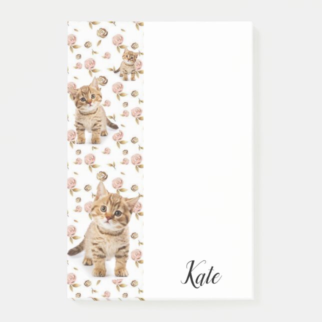 Post-it-Notizen Floral Kitten Post-it Klebezettel (Vorderseite)