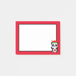 Post-it® Nounours d'ours panda de dessin animé sur fond rou