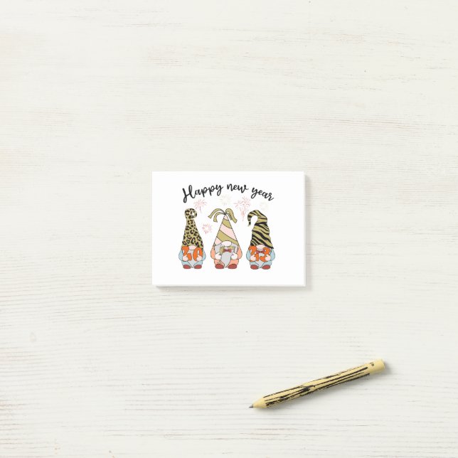 Post-it® Nouvel An Gnomies | Nouvel An 2023 | Bonne année (Sur un bureau)