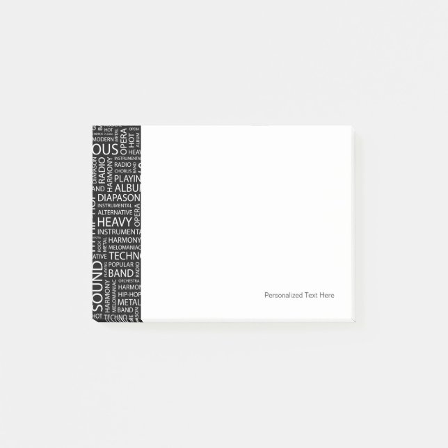 Post-it® Nuage de mot de motif de MUSIQUE (Devant)