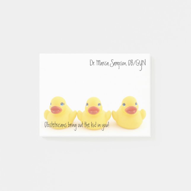 Post-it® obstétriciens et canards jaunes en caoutchouc (Devant)