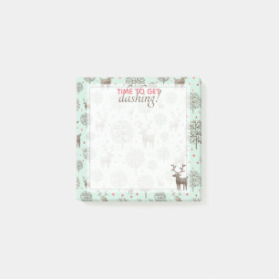 Post-it® Obtenir Dashing Woodland Reindeer Motif   Vert mar