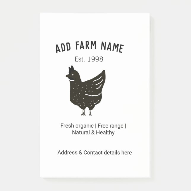 Post-it® OEufs de poulet fermier ajouter nom année adresse  (Devant)