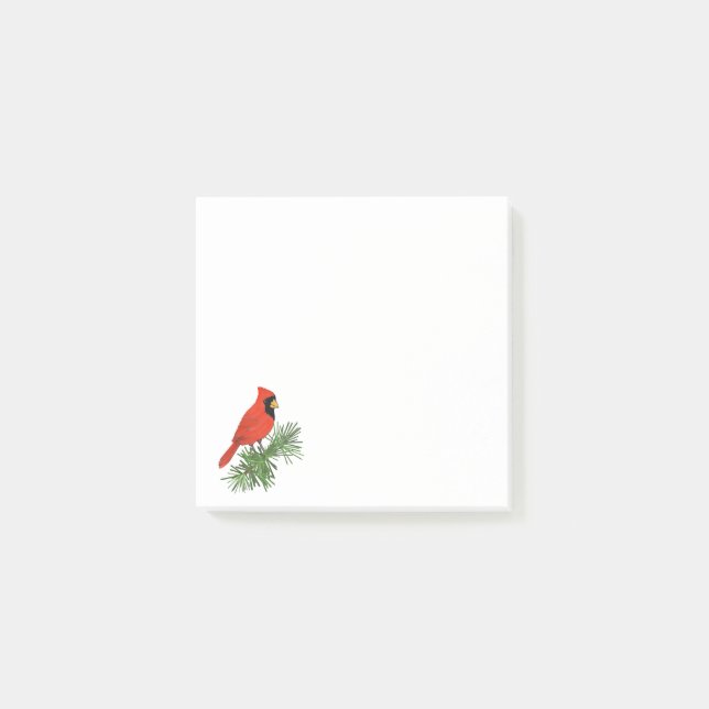 Post-it® Oiseau cardinal rouge sur pin (Devant)