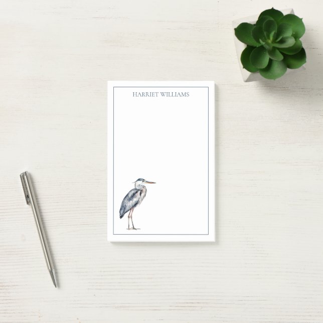 Post-it® Oiseau de Héron Bleu Côtier Personnalisé (Bureau)