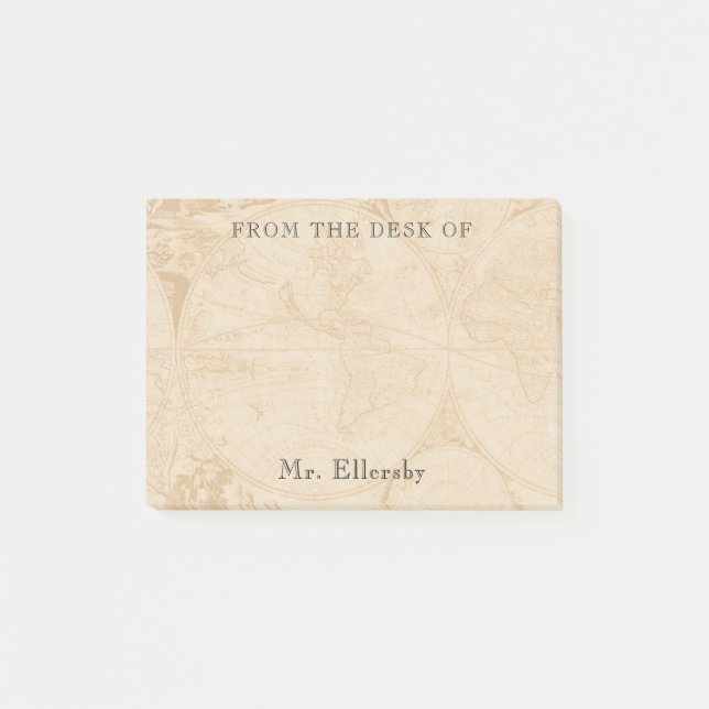 Post-it® Old World Map Ajouter un nom 4x3 (Devant)