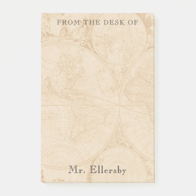 Post-it® Old World Map Ajouter un nom 4x6 (Devant)