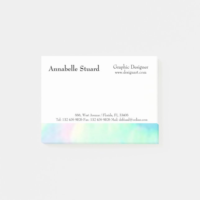 Post-it® Opale élégant moderne fournitures uniques notes (Devant)