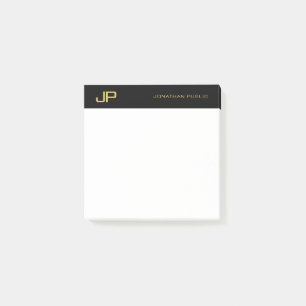 Post-it® Or Élégant Simple Monogramme Modèle Blanc