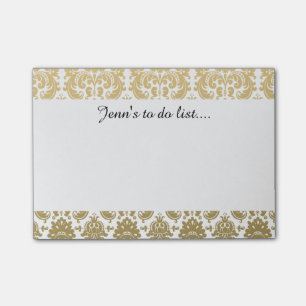 Post-it® Or et motif élégant blanc de damassé
