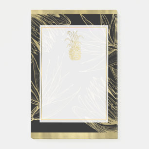 Post-it® Or et Noir Tropicale Fleur Botanique Ananas