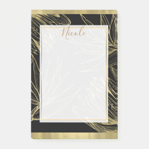 Post-it® Or Moderne Doré & Noir Tropical Botanique Floral
