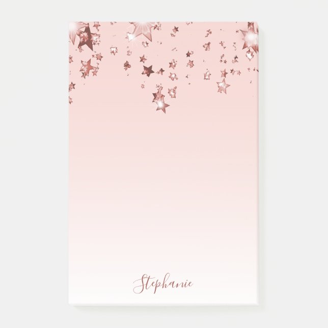 Post-it® or rose étoiles cuivre ombre blanc pastel (Devant)