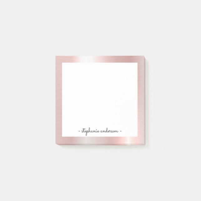 Post-it® Or Rose moderne brossé métal personnalisé (Devant)