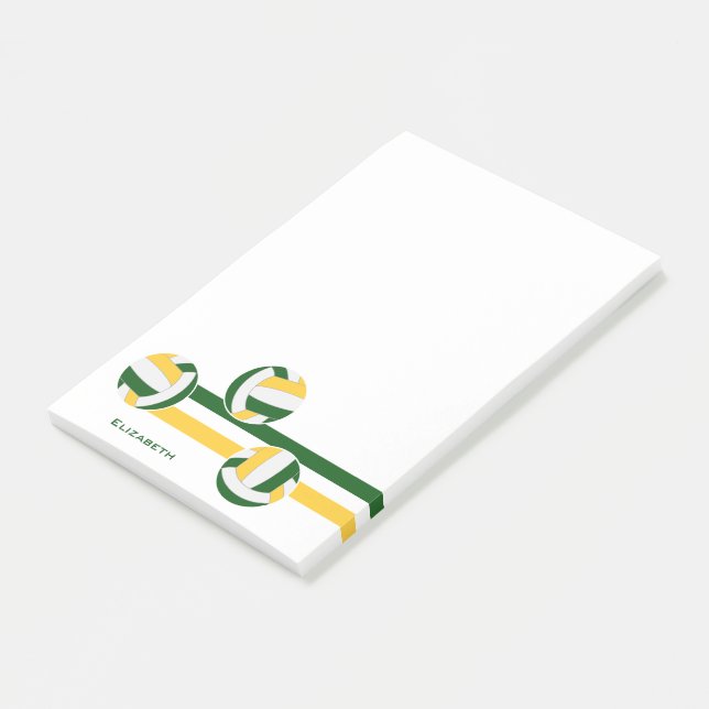 Post-it® or vert volleyballs rayures nom du joueur (Incliné)