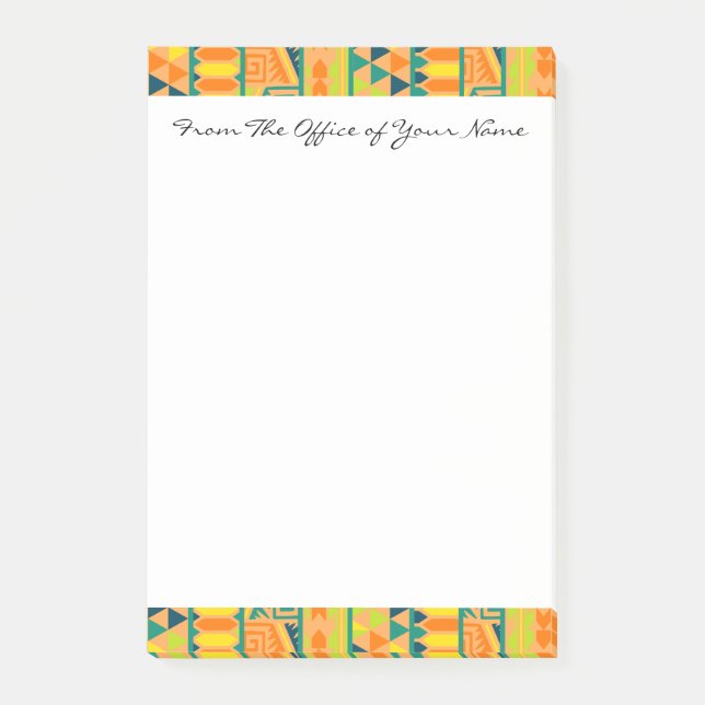 Post-it® Orange coloré Abstrait Aztec Tribal Print Pattrn (Devant)