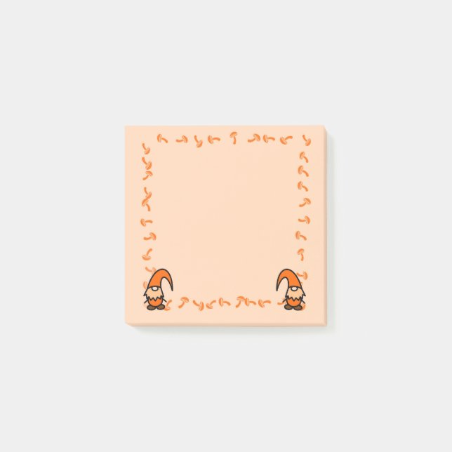 Post-it® Orange Gnomes with Mushrooms Post it Notes (Devant)