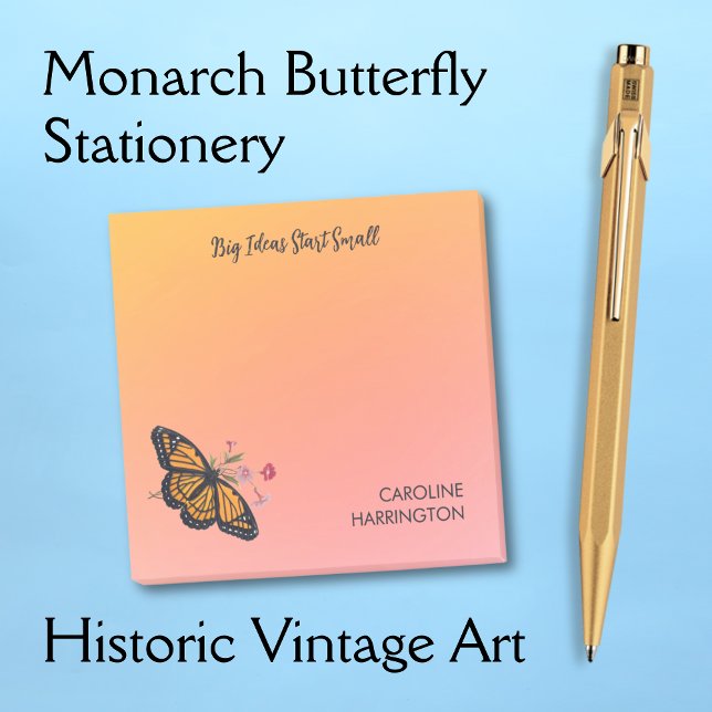 Post-it® Orange Monarque papillon Gold Sunrise Inspirant (These elegant Post-It notes feature a Victorian butterfly against a golden sunrise.)