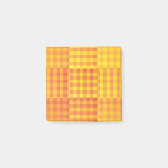 Post-it® Orange Yellow Checker Patchwork Pattern (Devant)