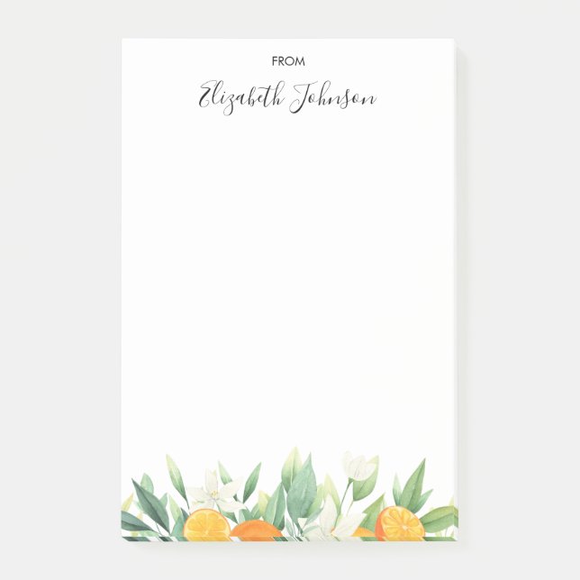 Post-it® Oranges fraîches et aquarelle feuille Notes post-i (Devant)