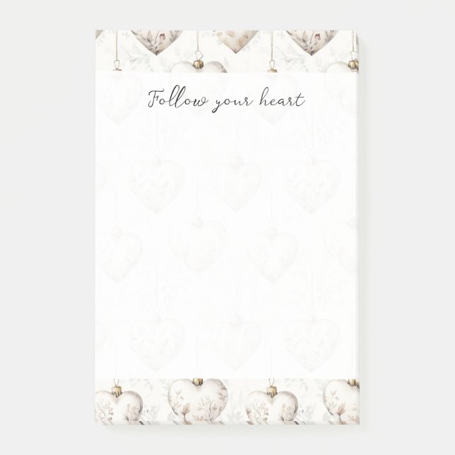 Post-it® Ornements coeurs gris crème chic   (Devant)