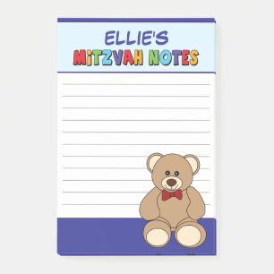 Post-it® Ours en peluche personnalisé Mitzvah - Bleu