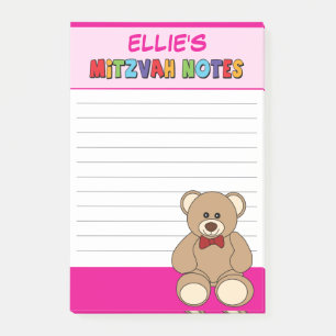 Post-it® Ours en peluche personnalisé Mitzvah Rose