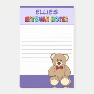 Post-it® Ours en peluche personnalisés Mitzvah Post-its - V