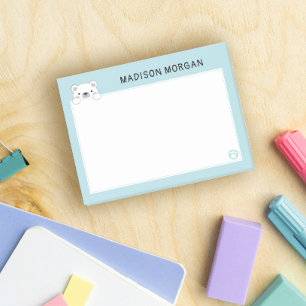 Post-it® Ours Polaire Mignon Bleu & Pattes Ajoutez Votre No