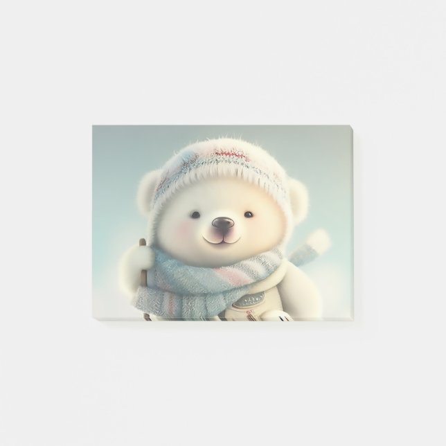 Post-it® Ours polaire mignon Ski Flocon de neige Wonderland (Devant)