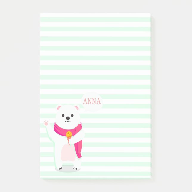 Post-it® Ours polaire mou | Notes postales personnalisées (Devant)
