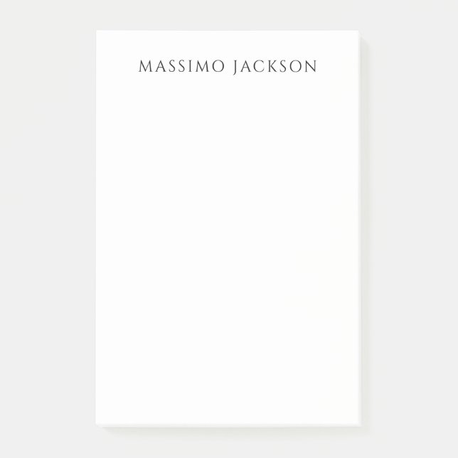 Post-it® Own Name Calligraphy Chic Plain Simple Black White (Devant)