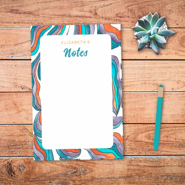 Post-it® Pages de notes orange bleu violet Groovy Retro Mod (Front)