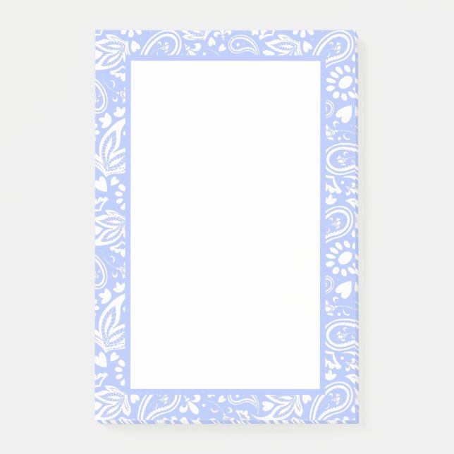 Post-it® Pale Bleu et Blanc Paisley Patterné Joli (Devant)