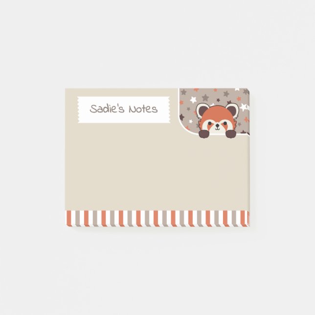 Post-it® Palette Neutre Cute Rouge Panda Peekabo Vos Notes (Devant)