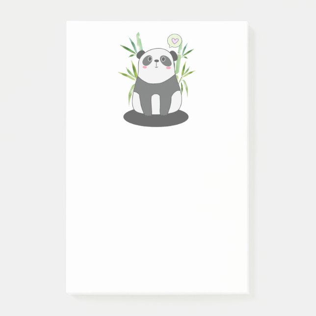 Post-it® Panda noir et blanc mignonne en Bambou (Devant)