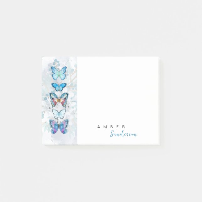Post-it® Panneau Papillon bleu personnalisé (Devant)