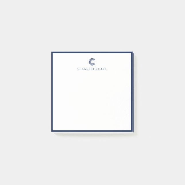Post-it® Papeterie personnalisée avec une bordure bleu mari (Devant)