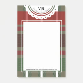 Post-it® Papier à lettres Noël carreaux vert rouge personna