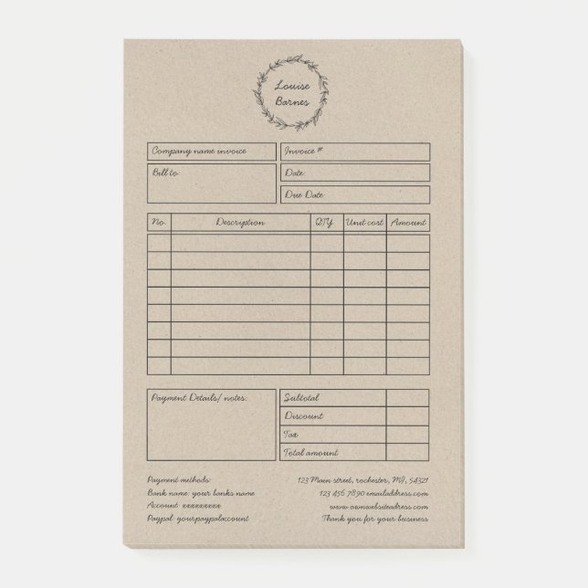 Post-it® papier brun à couronne rustique (Devant)