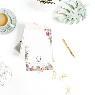 Post-it® Papier de bureau personnalisé avec monogramme flor