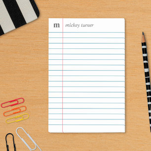 Post-it® Papier de cahier blanc Ajoutez votre nom et initia