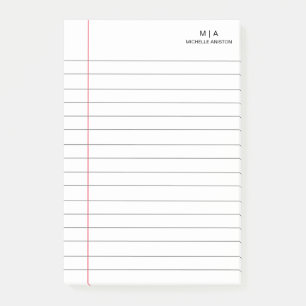 Post-it® Papier élégant de cahier scolaire ligné blanc mono
