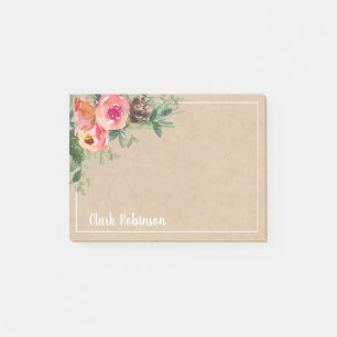 Post-it® Papier Kraft Aquarelle Fleurs Pinecone