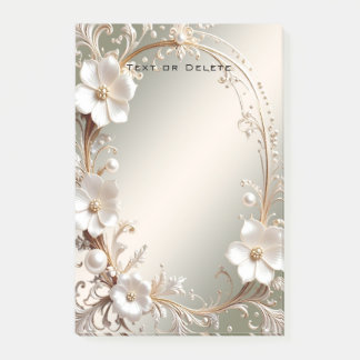 Post-it® Papier notes adhésifs à cadre floral blanc orné