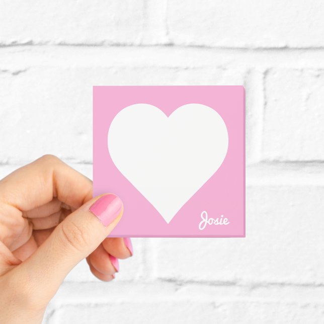 Post-it® Papier Notes Adhésifs Cœur Rose Personnalisés (Créateur téléchargé)
