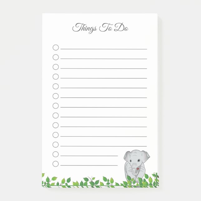Post-it® Papier-notes Éléphant pour Choses à Faire (Devant)