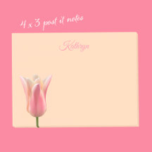 Papier notes personnalisé avec nom et tulipe rose